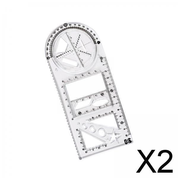 2xGeometric Ruler Craft Drawing Rulers for Designing Sketching Office Supplies Style A
