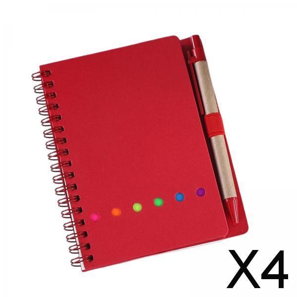 4xTravel Writing Notebook Diary Book Portable with Sticker for Diary Gifts Red