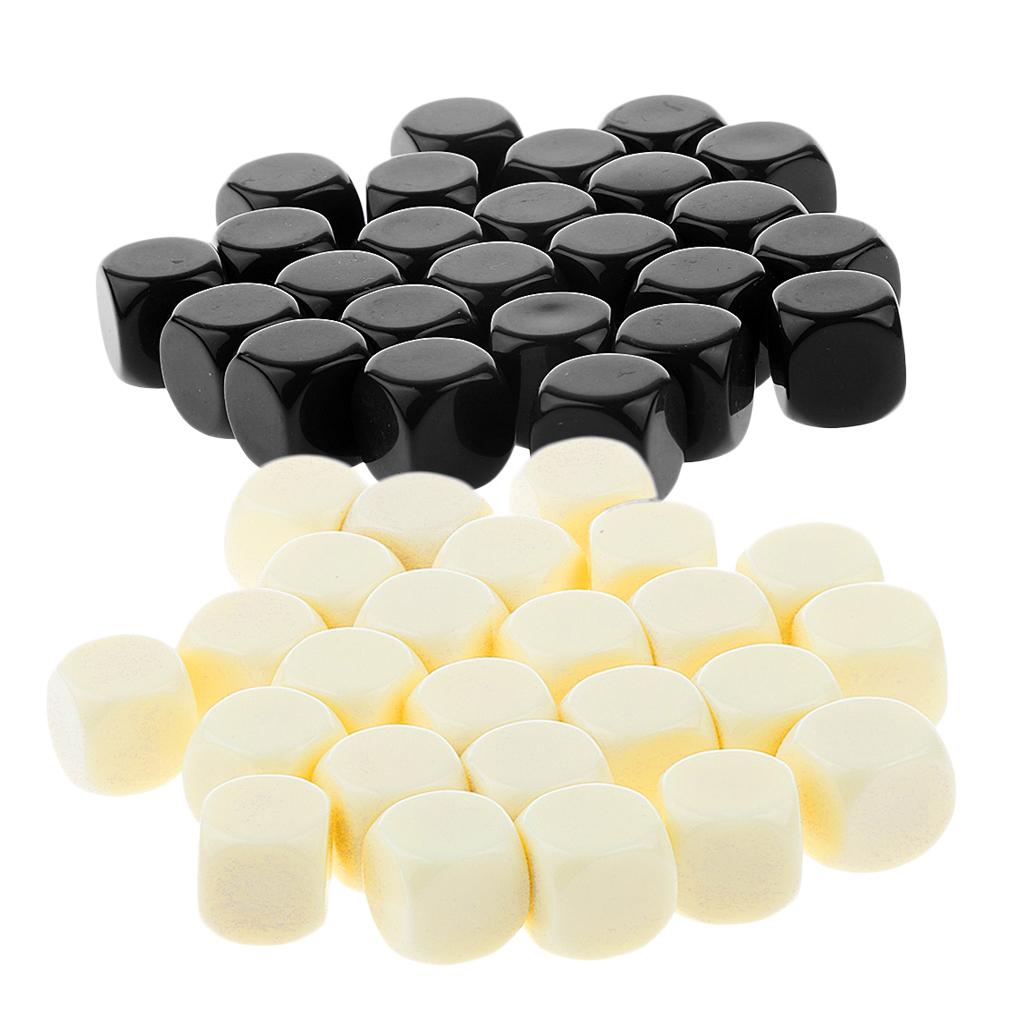 50 Pieces Opaque Blank Six Sided Dice D6 for D&D RPG Gaming Black and Beige