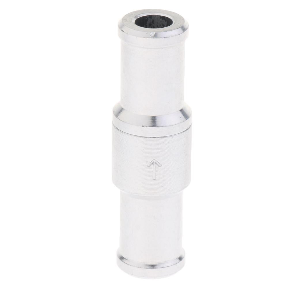 Aluminum Alloy Fuel Non Return Check Valve One Way Petrol Diesel Silver 12mm