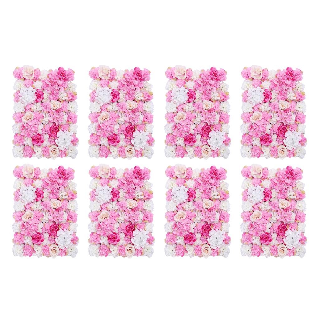 8 Pieces Artificial Flower Wall Panels Wedding Venue Decor Hot Pink
