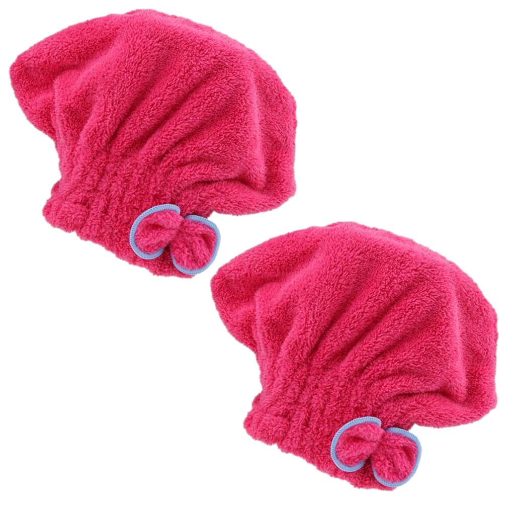 2 Pieces Super Absorbent Quick Shower Hair Drying Towel Cap Turban Hat