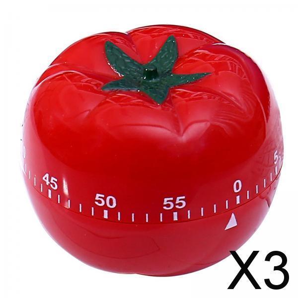3xTomato Kitchen Cooking Timer Mechanical Count Down Reminder for Cooking Work