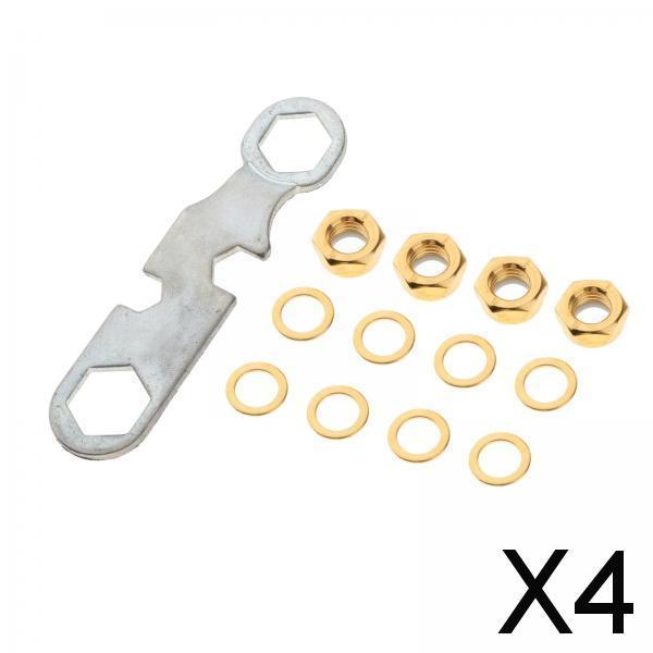 4xSkateboard Truck Rebuild Kit Washers M8 Nuts and Wrench Tool Golden