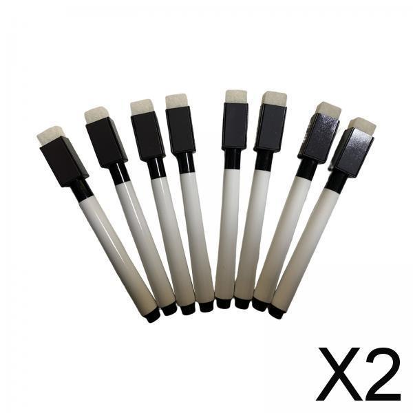 2x8Pcs Dry Wipe Pens Doodle Drawing Pen Rewritable for Office Gift Household Black pen