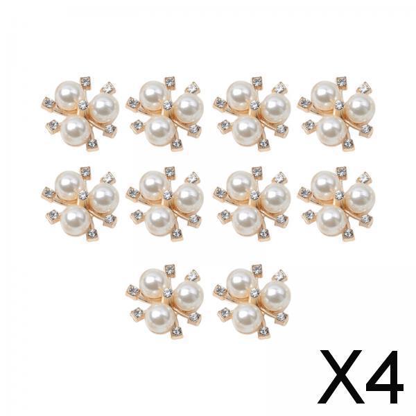 4x10Pcs Flatback Rhinestone Beads Buttons Accessory Embellishment for Clothing