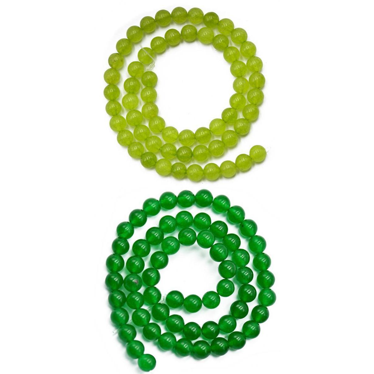 2Pcs 5.5inch Green Faceted Round Jade Gemstone Loose Spacer Beads