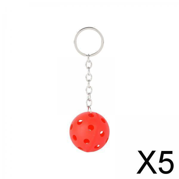5xPickleball Keychain Portable Pickleball Bag for Backpack Hoilday Handbag red