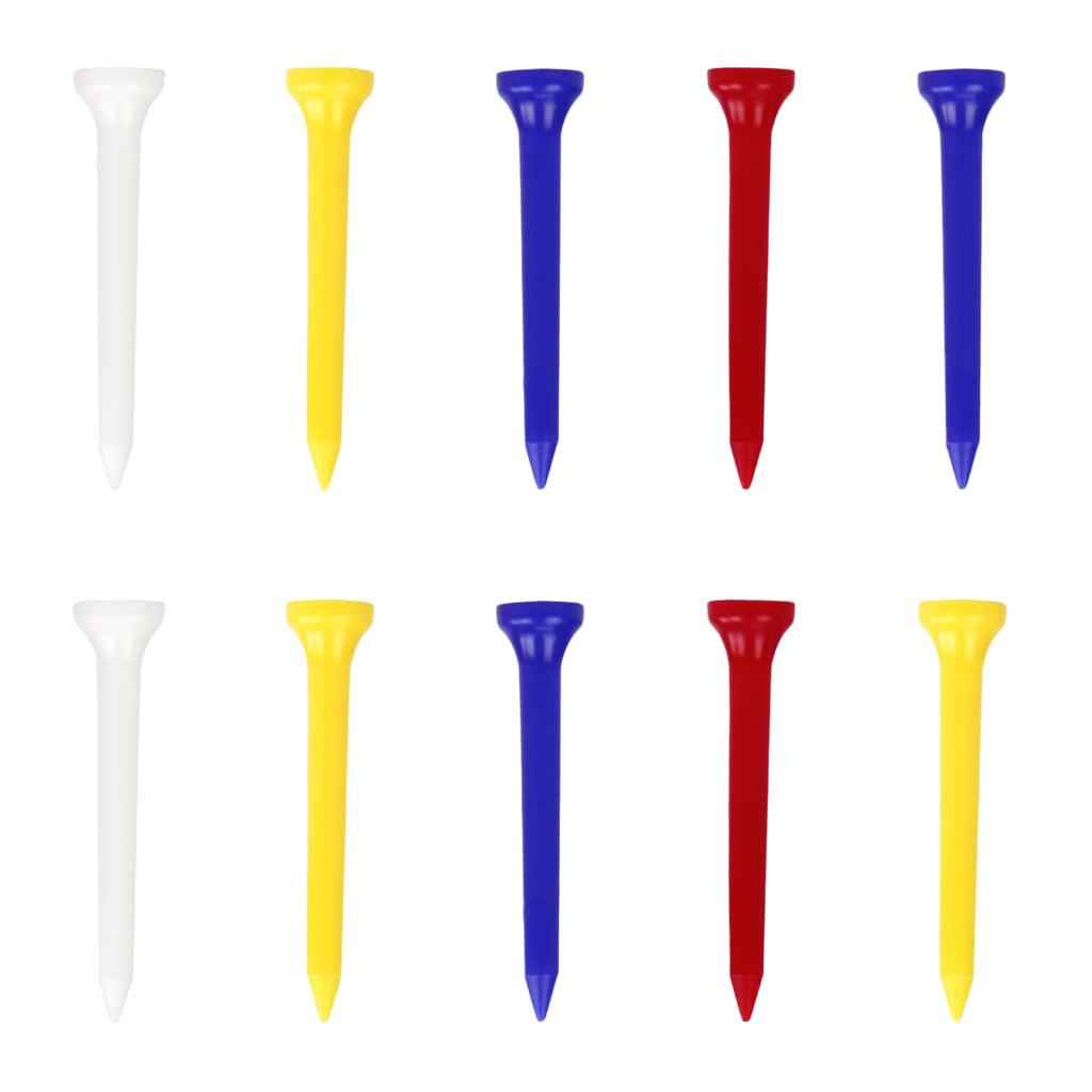 10pcs Unbreakable Golf Tees Professional Plastic Nails Mixed Color 54mm