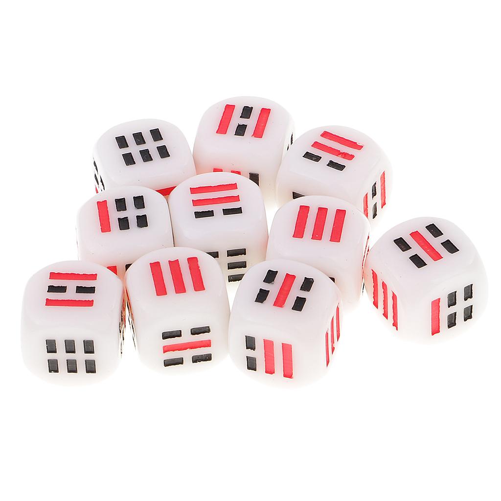 3x10 Pieces 6-sided D6 Astrology Dice for Divination Trigrams Toys