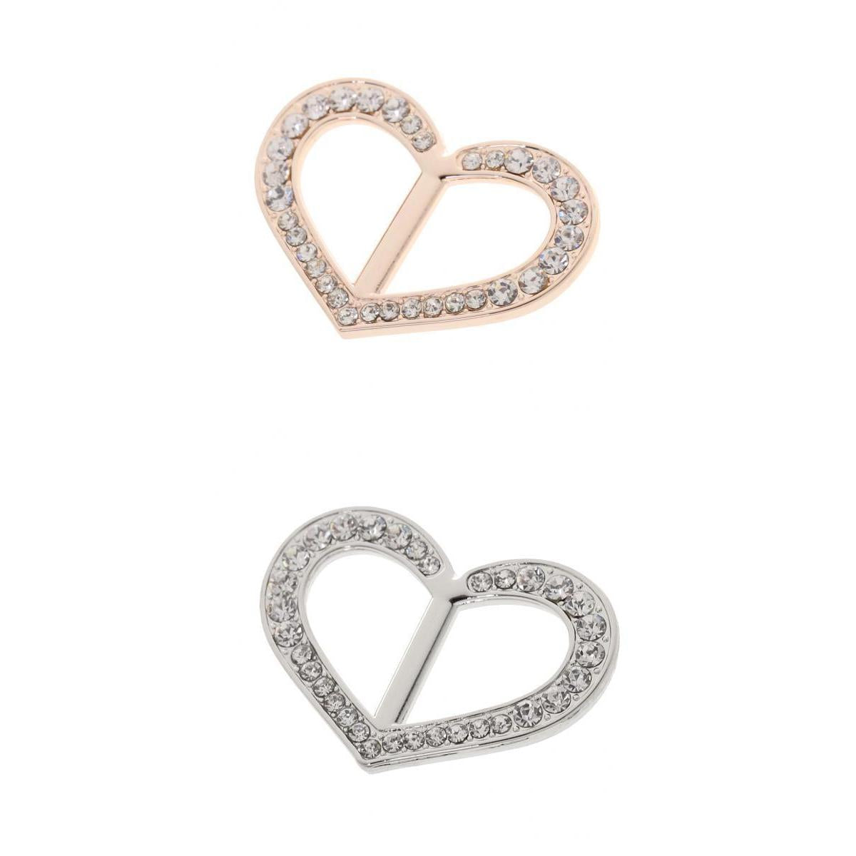 2pcs Alloy Metal Heart Scarf Buckle Clip Holder Rhinestone Brooch for Women