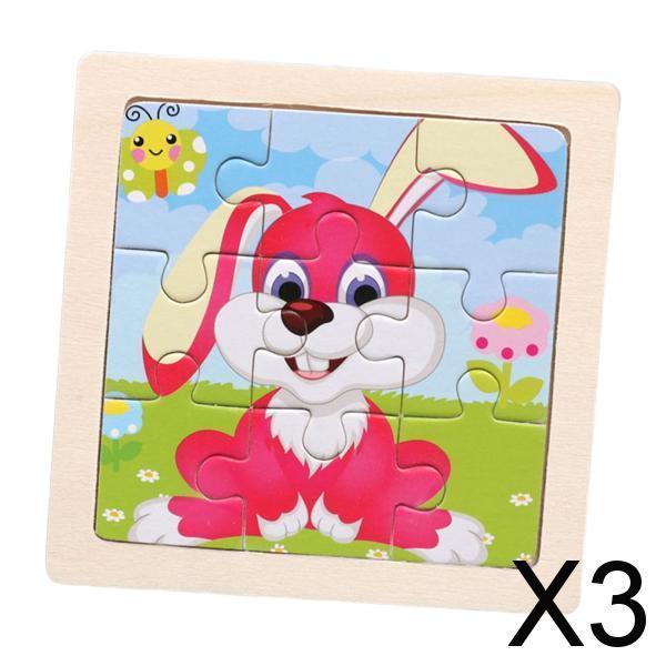 3xRabbit Bunny Jigsaw Puzzle Learning Activities for Kids Toddlers Easter Gift