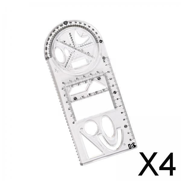 4xGeometric Ruler Craft Drawing Rulers for Designing Sketching Office Supplies Style C