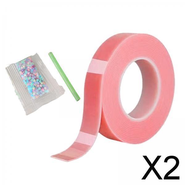 2xNano Mounting Tape Funny for Educational Toy Adults Classroom DIY Craft 1mmx3cmx3m pink