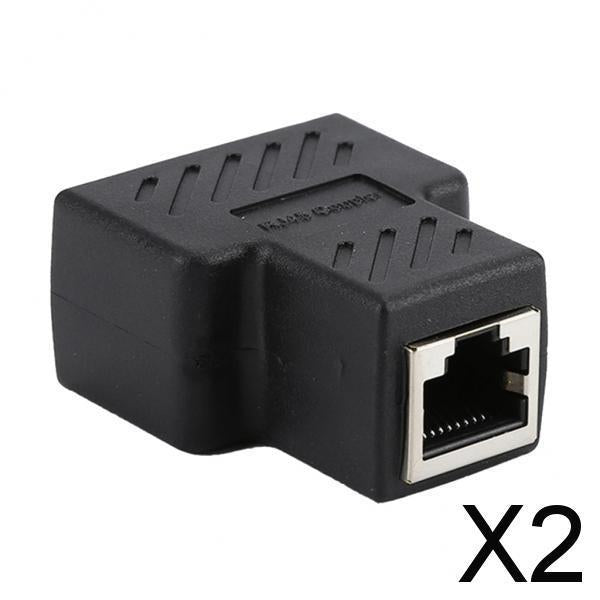 2x1x  8P8C 1 to 2 Female Adapter Divider Splitter Network Connector Black