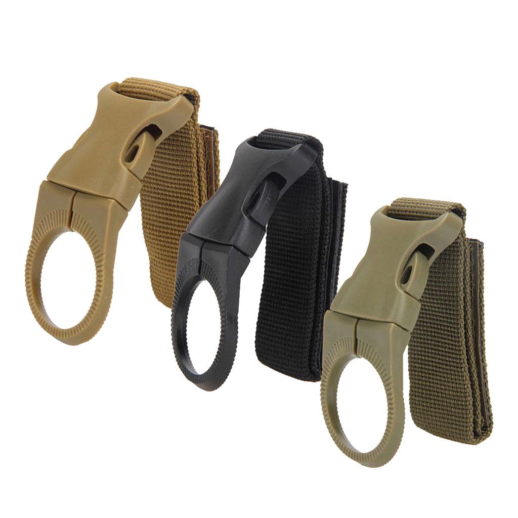 3 Pieces Nylon Molle Hanging Strap Webbing Buckles Clips Bottle Hooks Belt