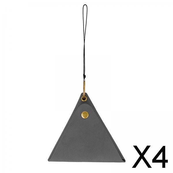 4xHanging Neck Pouch Decorative PU Leather with Removable Lanyard Purse Holder Dark Gray