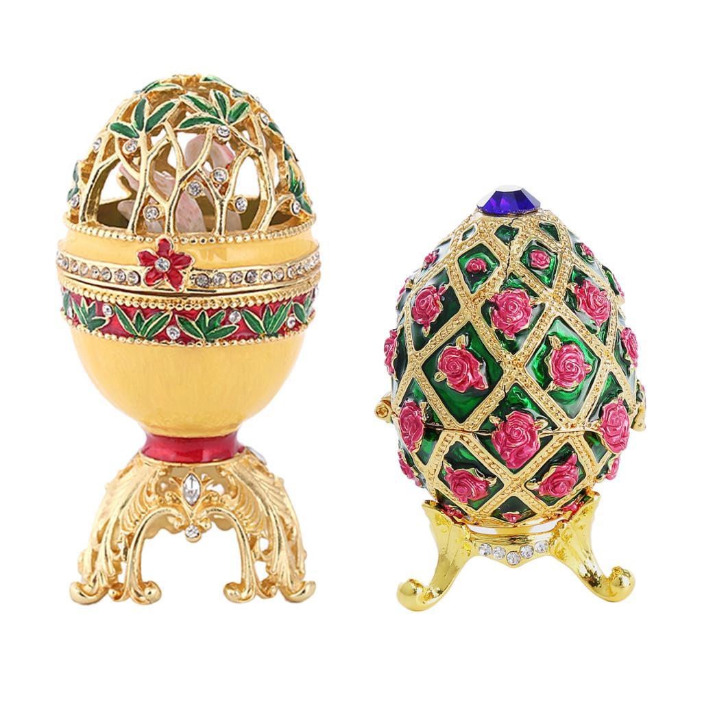 2 Pieces Easter Egg Enamel Jewelry Box Organizer Engagement Wedding Favors