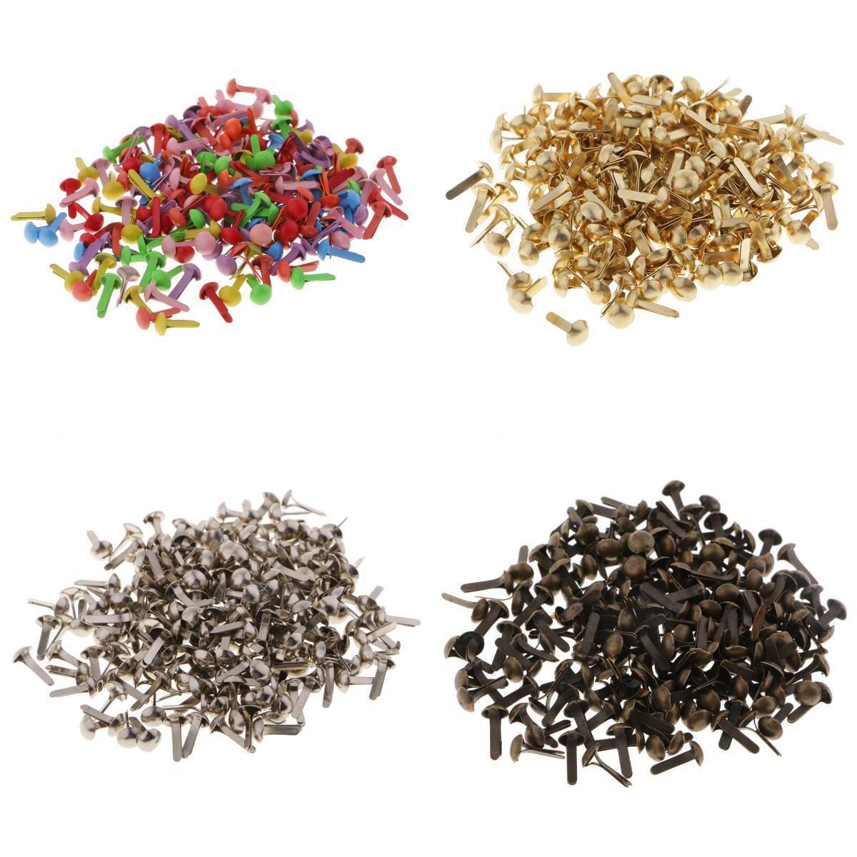 800pcs Assorted Color Metal Round Head Brads Paper Craft Scrapbook Fasteners