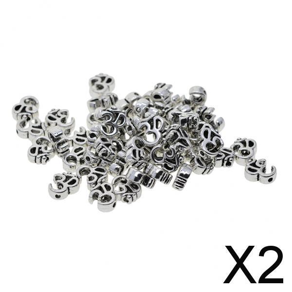 2x50 Pieces Antique Silver Om Charms Meditation Jewelry Yoga Spacer Beads