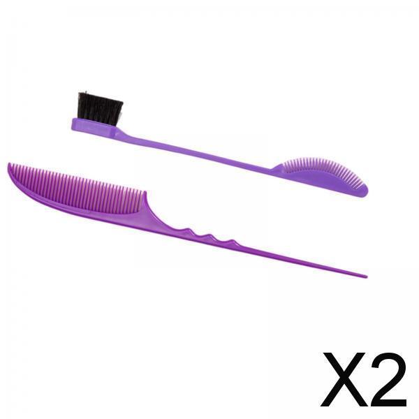 2xHair Styling Comb Set Rat Tail Comb Teasing Comb Brush Set for Women Teasing Violet
