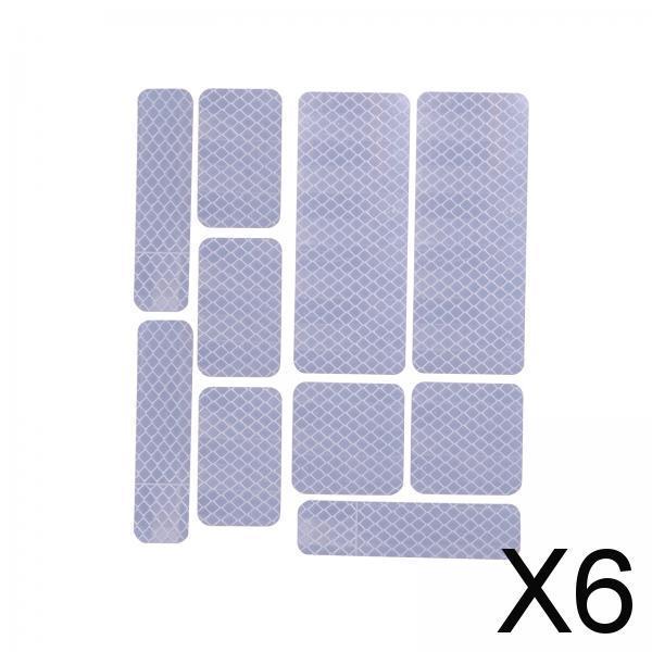 6xSafety Reflective Stickers Adhesive Tape for Bicycle Hard Surfaces Silver