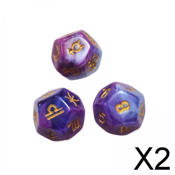 2x3 Pieces D12 Polyhedral Dice Astrology Dices for Card Game Role Playing Game Style F