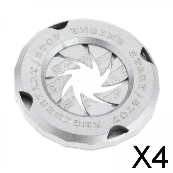 4xDecorative Car Engine Start Stop Switch Cover Fit for Most Cars Accessories silver LETTER