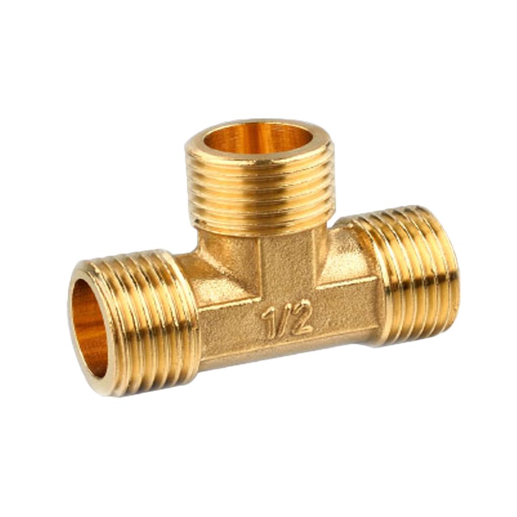 1/2'' // 3 Way Brass Male Tee Fitting Pipe Connector T-Junction - Thickened Wall - High and Low Temperature Resistant