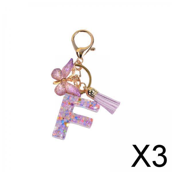 3xResin Keychain Ornaments Girls Women Gifts English Alphabet Keyring Keychain F