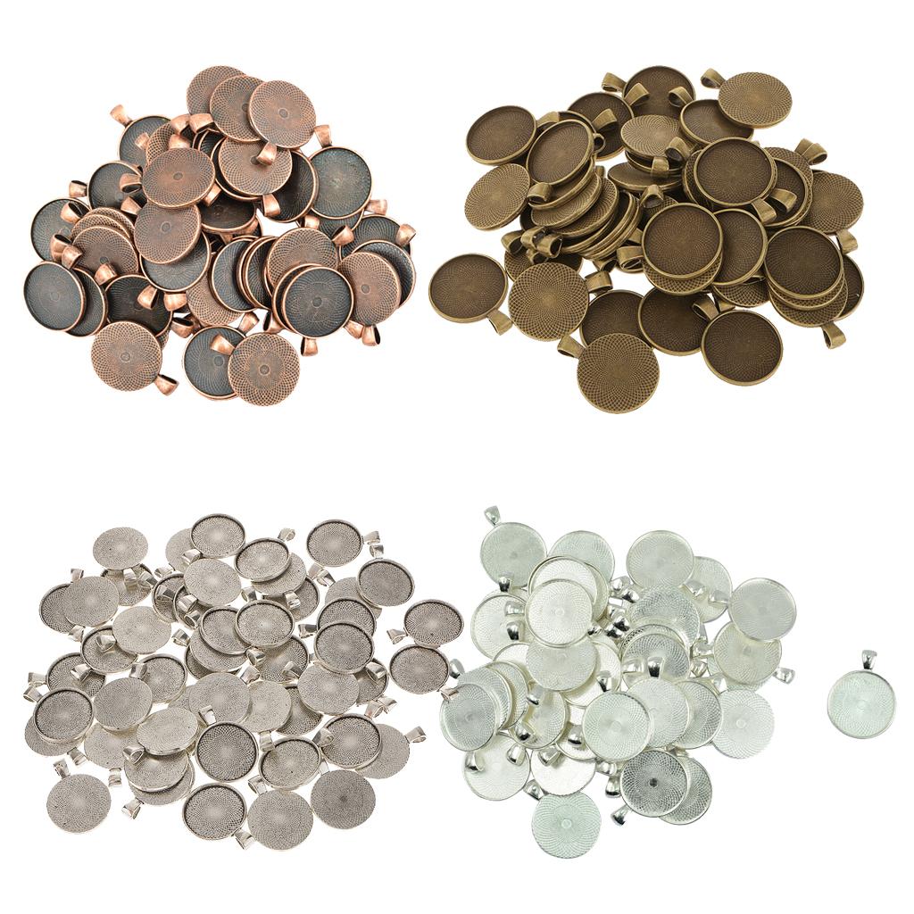 200 Pieces Blank Round Bezel Tray Base Cabochon DIY Pendants Charms Craft