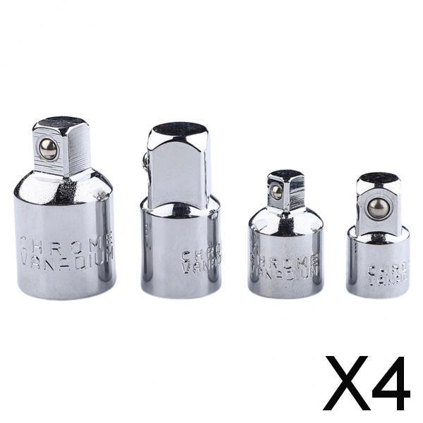 4x4pcs 1/4 3/8 1/2 Drive Socket Adapter Converter Reducer  Silver