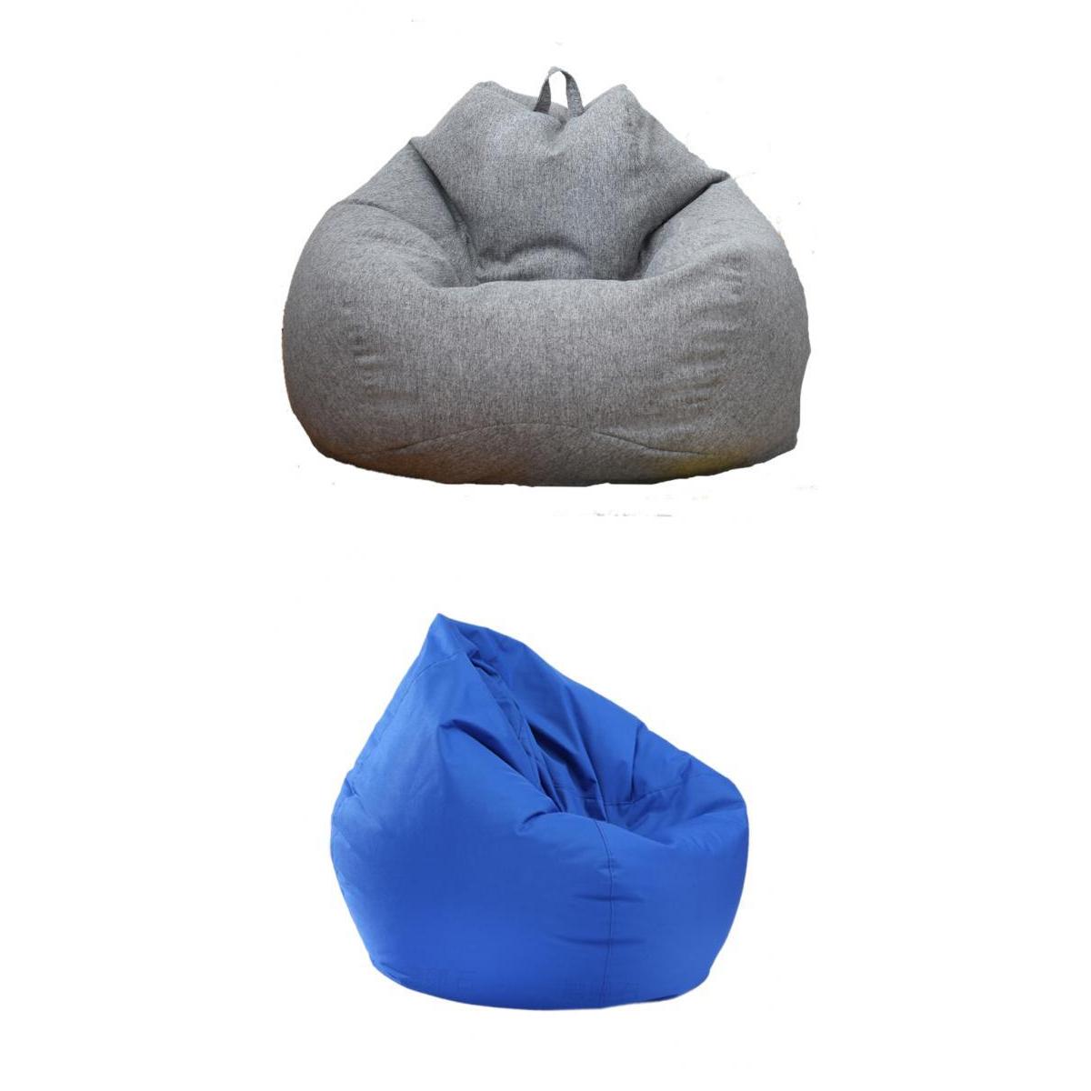 2 Pieces Solid Color Stuffed Animal Storage Bean Bag Cover Gray & Royal Blue
