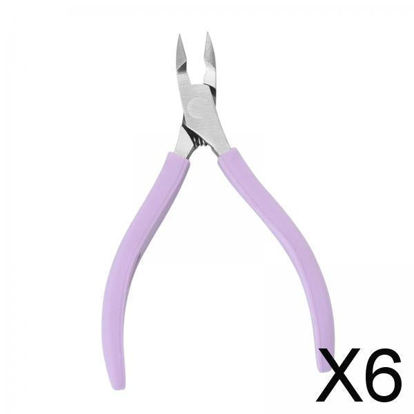 6xStainless Steel Cuticle Cutter Scissors Anti Slip Silicone Handle Salon Purple