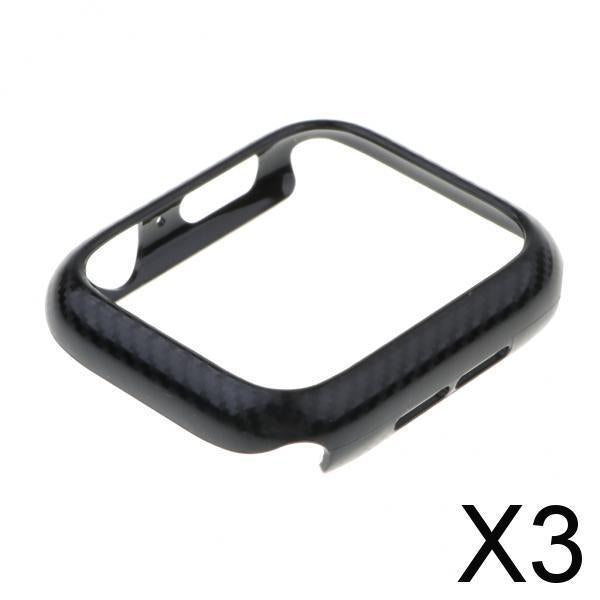 3xThin Carbon Fiber Lines PC Case for Apple Watch iWatch 4 40/44mm Black 40mm