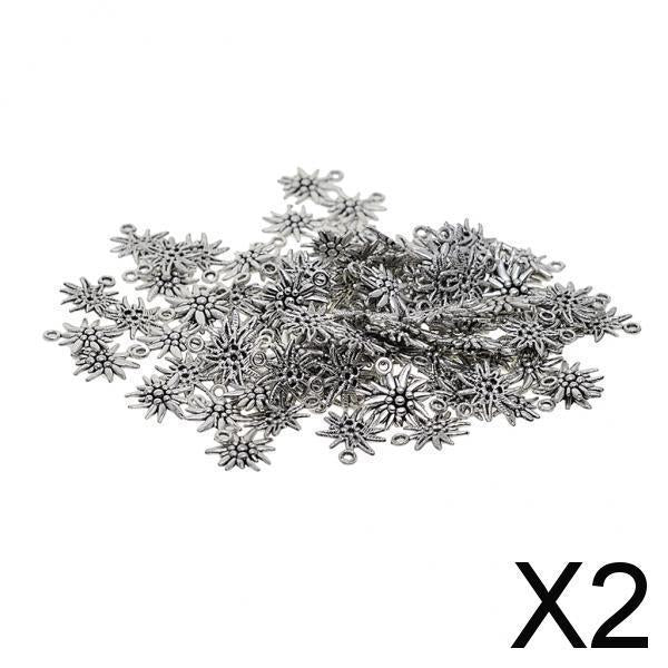 2x100 Pieces Alloy Fruit Flower Pendants DIY Necklace Bracelet Charms Silver