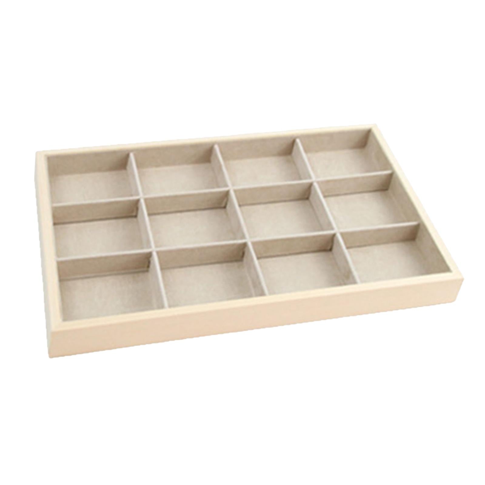 Wood Jewelry Tray Necklace Bracelet Storage Display Organiser 12 Grids Tray