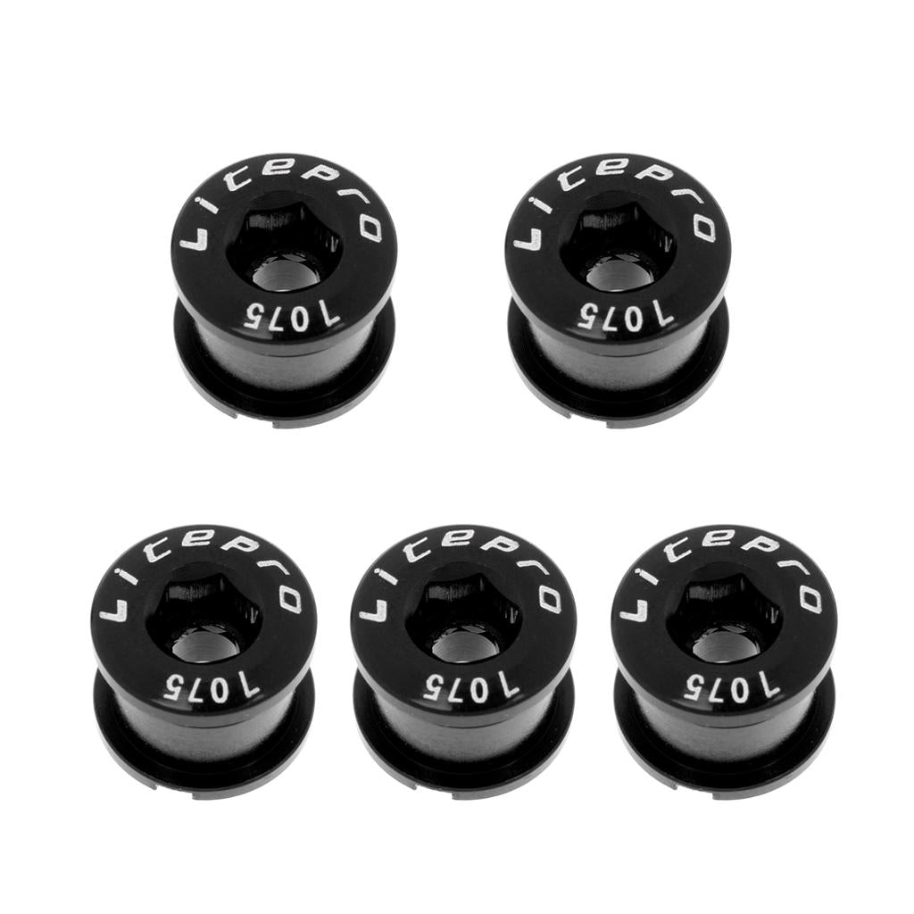 5Pcs Bike Chainwheel Bolt Bicycle Single Chain Wheel Crank Arm Screw Black