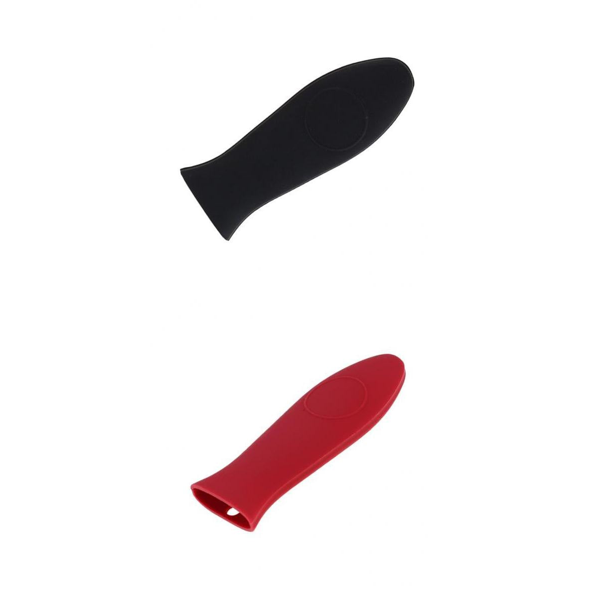 2pcs Silicone Pot Pan Handle Saucepan Holder Sleeve Slip Cover - Red & Black