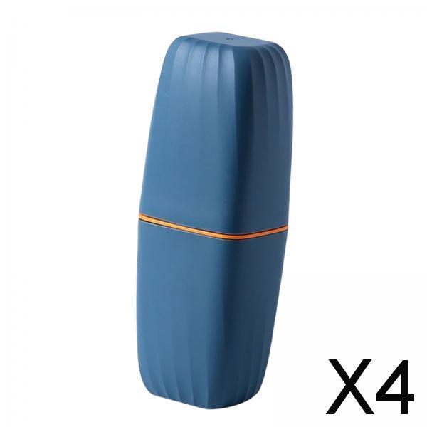 4xToothbrush Toothpaste Holder Case Compact for Business Trip Bathroom Outdoor dark blue
