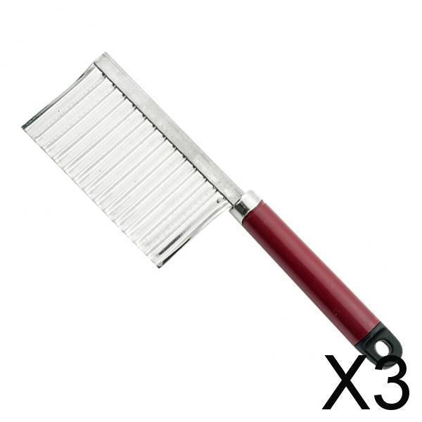 3xCrinkle Cutter for Veggies Stainless Steel Blade Wavy Crinkle Cutting Tool