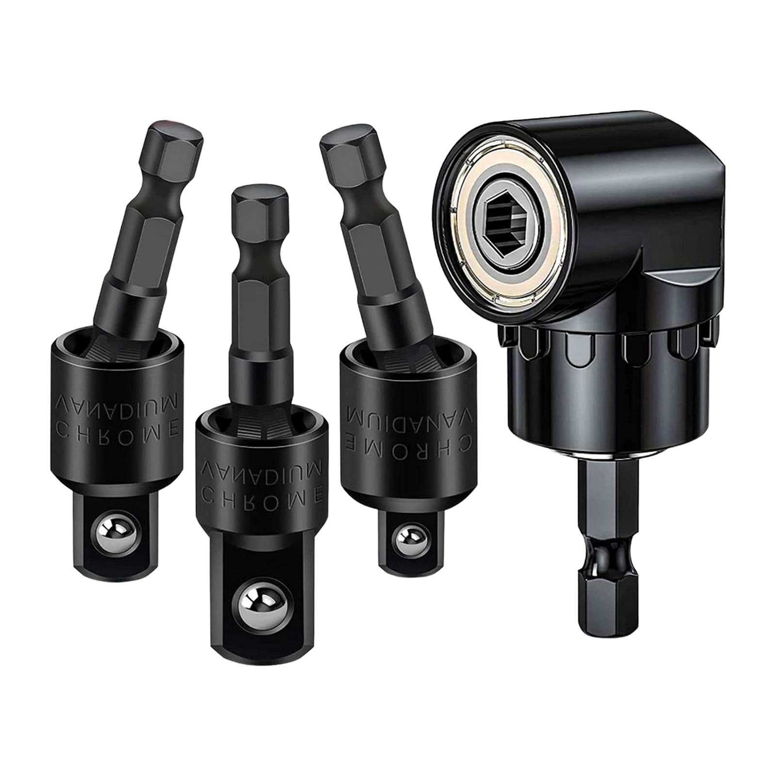 3 Pieces 360° Rotatable Universal Joint Swivel Socket for Car Repair Repairs Black and Attachment