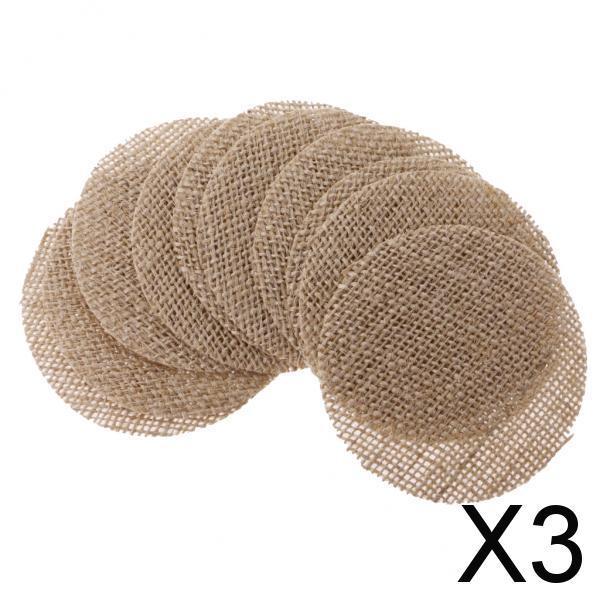 3x10Pieces Rustic Burlap Hessian Jute Round Pieces Sewing Craft DIY brown
