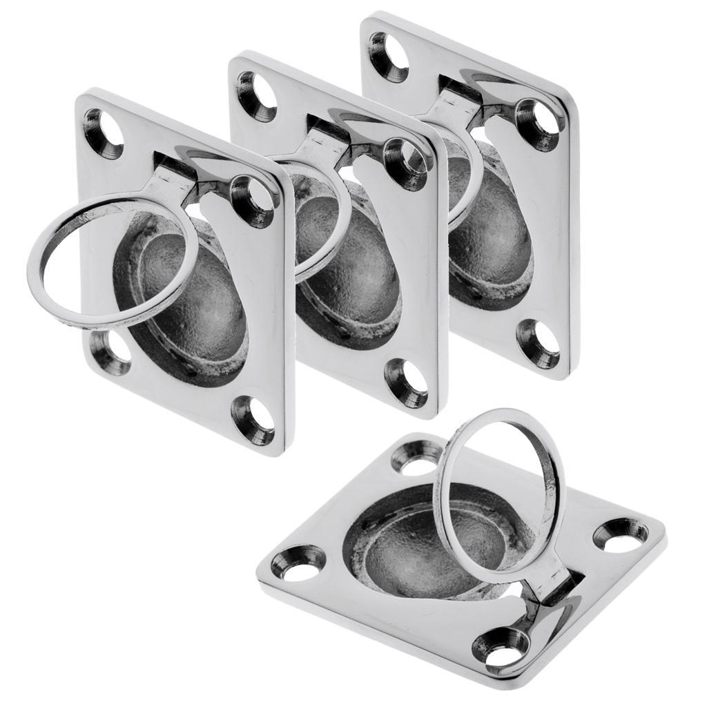 4 Pieces Stainless Steel Flush Pull Lift Ring Handle for Boat Hatch Locker
