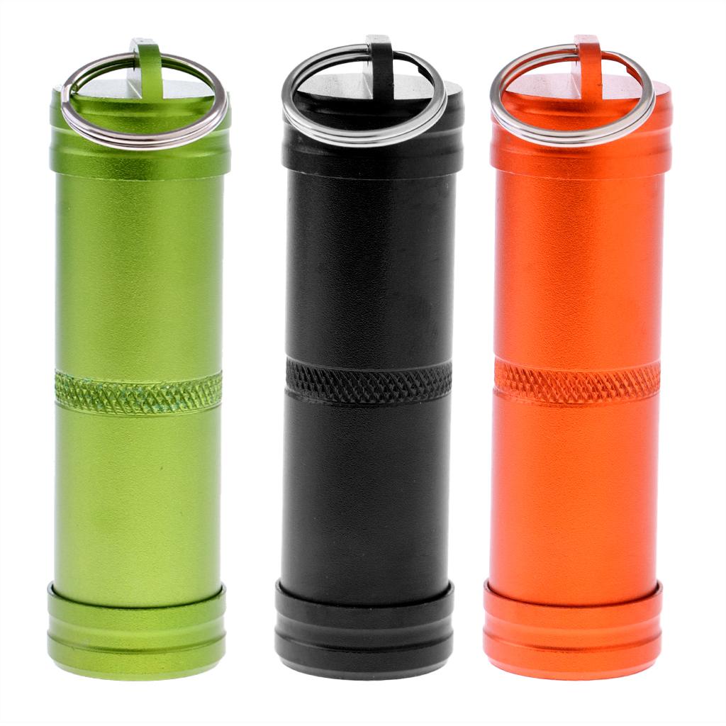 3 Pieces Aluminum Alloy Waterproof Capsule Holder Pill Case Bottle Container