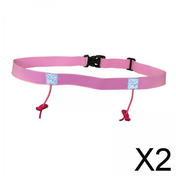 2xReflective Tape Cycling Race Number Belt Triathlon Waist Belt Night Running Pink