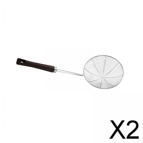 2xSkimmer Spoon with Handle Hot Pot Skimmer Spoon for Dumplings Noodles Frying 16cm