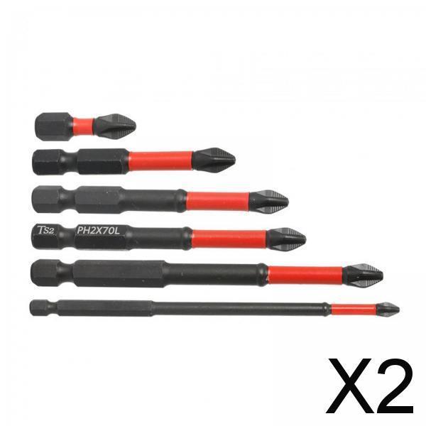 2x6 Pieces Cross Screwdriver Bit Cross Slot Screwdriver Bit Set for Car Garden Drill bit