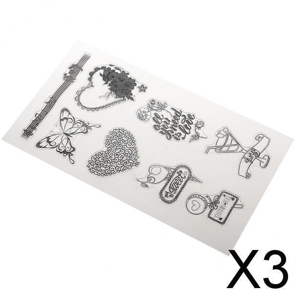 3xSilicone Clear Rubber Stamp/Seal for DIY Scrapbooking Heart Pattern