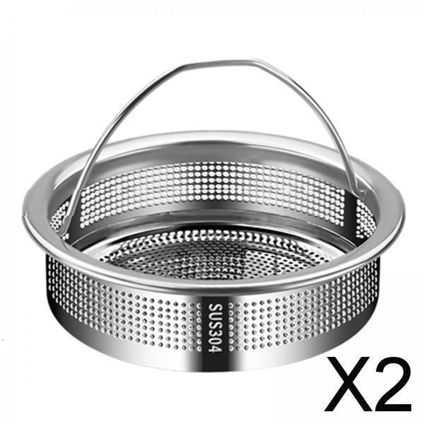 2xKitchen Sink Strainer Drain Strainer with Handle for RV Restaurant Household 304 Steel height 2cm